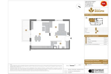 Rzut - Mieszkanie na sprzedaż 2 pokoje o powierzchni 52,94 m² - numer Q6 w Wille Biskupin III