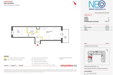Rzut - Mieszkanie na sprzedaż 2 pokoje o powierzchni 38,62 m² - numer 20 w Neo Nova Ochota 4