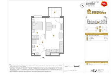 Rzut - Mieszkanie na sprzedaż 2 pokoje o powierzchni 38,76 m² - numer D.79 w Apartamenty Rudnickiego