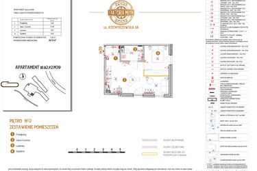 Rzut - Mieszkanie na sprzedaż 2 pokoje o powierzchni 39,74 m² - numer B1.B2.P2.M39 w Faktoria Młyn