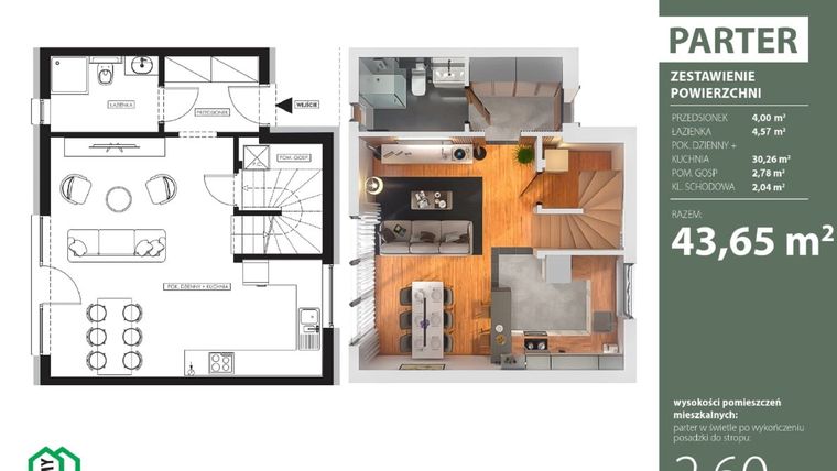 Rzut - Dom na sprzedaż 4 pokoje o powierzchni 87,99 m² - numer 52 w Osiedle Domy Rataja