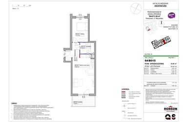 Rzut - Mieszkanie na sprzedaż 2 pokoje o powierzchni 45,69 m² - numer 16_B015 w Miasto Moje 8