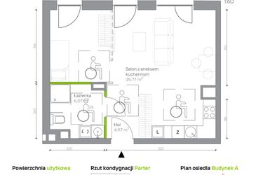 Rzut - Mieszkanie na sprzedaż 1 pokój o powierzchni 46,81 m² - numer A.0.11 w Jesionowa Vita
