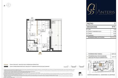 Rzut - Mieszkanie na sprzedaż 2 pokoje o powierzchni 41,21 m² - numer M.16 w Ożarowska 35