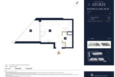 Rzut - Mieszkanie na sprzedaż 1 pokój o powierzchni 25,12 m² - numer D28 w Rezydencja Zegrze etap III