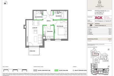 Rzut - Mieszkanie na sprzedaż 2 pokoje o powierzchni 53,4 m² - numer NN-B-LM-29 w Nowa Nakielska by PHN