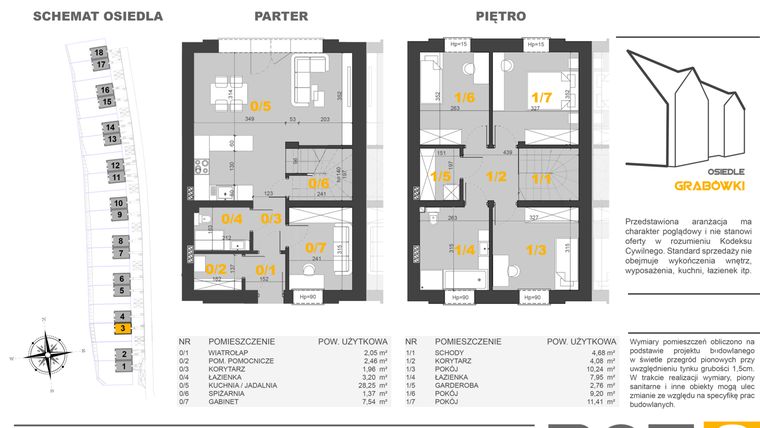 Rzut - Dom na sprzedaż 5 pokoi o powierzchni 100,33 m² - numer 3 w Osiedle Grabówki