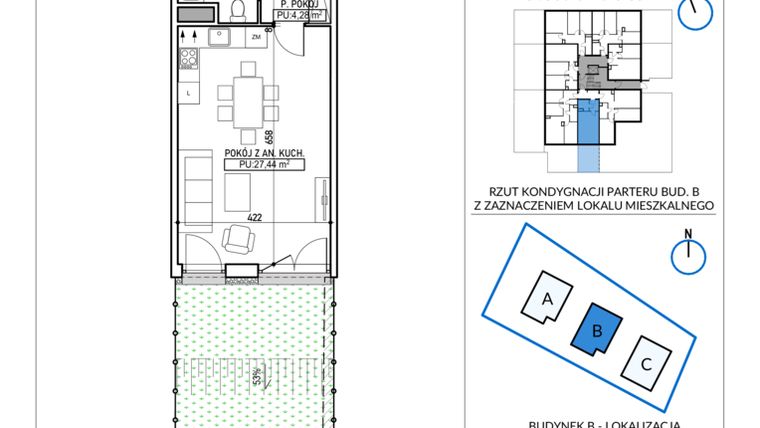 Rzut - Mieszkanie na sprzedaż 1 pokój o powierzchni 36 m² - numer 5A-2 w Jodłowicka 5