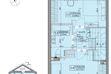 Rzut - Dom na sprzedaż 3 pokoje o powierzchni 72,53 m² - numer 55A w Nova Magdalenka 7 etap IV-VI