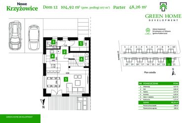 Rzut - Dom na sprzedaż 5 pokoi o powierzchni 104,92 m² - numer 12 w Nowe Krzyżowice II