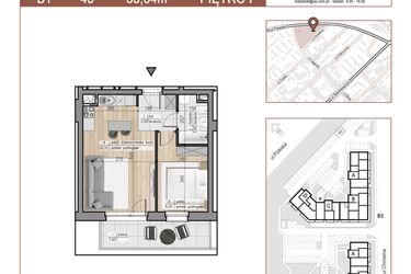 Rzut - Mieszkanie na sprzedaż 2 pokoje o powierzchni 36,64 m² - numer 45 w Urok Jagienki