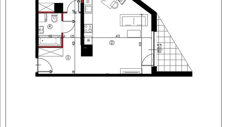 Rzut - Mieszkanie na sprzedaż 2 pokoje o powierzchni 50,62 m² - numer 50 w Andersa 3