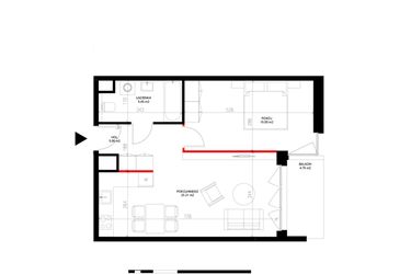 Rzut - Mieszkanie na sprzedaż 2 pokoje o powierzchni 48,66 m² - numer E.6.5 w INSPIRE ETAP IV – bud. E