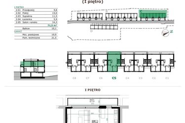 Rzut - Mieszkanie na sprzedaż 4 pokoje o powierzchni 71,5 m² - numer C.5.2 w Dębowe Zacisze