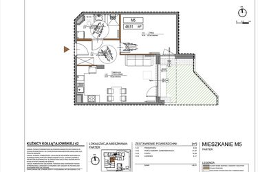 Rzut - Mieszkanie na sprzedaż 2 pokoje o powierzchni 48,51 m² - numer M5 w Kuźnicy Kołłątajowskiej 42