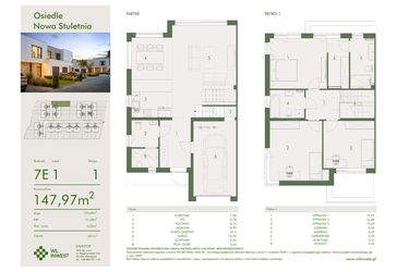 Rzut - Dom na sprzedaż 4 pokoje o powierzchni 147,97 m² - numer 7E1 w Osiedle Nowa Stuletnia II