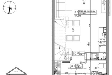 Rzut - Dom na sprzedaż 3 pokoje o powierzchni 58,53 m² - numer 13 w Zielone Ogrody etap II