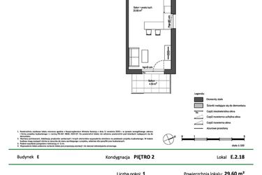 Rzut - Mieszkanie na sprzedaż 1 pokój o powierzchni 29,6 m² - numer E.2.18 w Nowy Świat Ostoja etap II - EFG