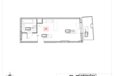 Rzut - Mieszkanie na sprzedaż 1 pokój o powierzchni 28,81 m² - numer C2.6 w Rezydencja Ogród Saski etap I i II