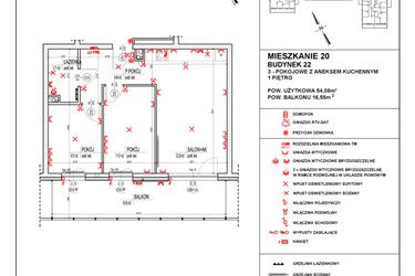 Rzut - Mieszkanie na sprzedaż 3 pokoje o powierzchni 54,08 m² - numer 22_20 w Osiedle 4 Pory Roku - Etap VIII