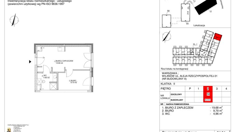 Rzut - Lokal użytkowy na sprzedaż 2 pokoje o powierzchni 34,34 m² - numer 58 w RZ21