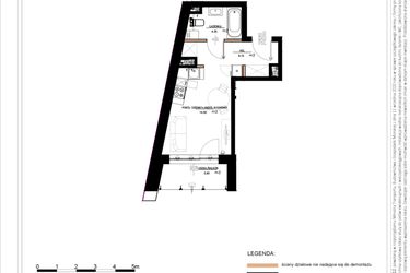 Rzut - Mieszkanie na sprzedaż 1 pokój o powierzchni 25,55 m² - numer A.4.50 w Daszyńskiego Square etap 1