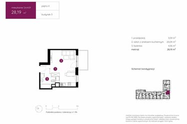 Rzut - Mieszkanie na sprzedaż 1 pokój o powierzchni 28,19 m² - numer 3.A.4.01 w Murapol Urcity