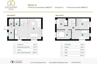 Rzut - Dom na sprzedaż 4 pokoje o powierzchni 85,31 m² - numer 44/2 w Szczodre Domy