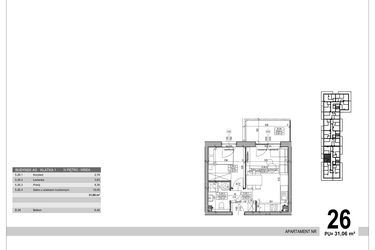 Rzut - Mieszkanie na sprzedaż 2 pokoje o powierzchni 31,06 m² - numer A.9.M.26 w Sobola Biel A9