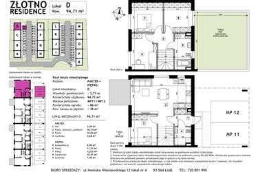 Rzut - Mieszkanie na sprzedaż 5 pokoi o powierzchni 94,71 m² - numer D w Złotno Residence