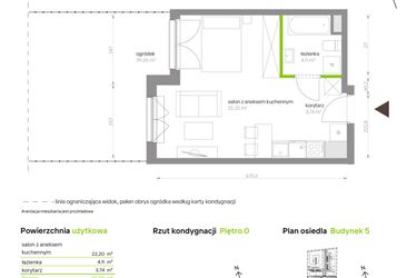 Rzut - Mieszkanie na sprzedaż 1 pokój o powierzchni 30,05 m² - numer C5.0C71 w Bemowo Vita