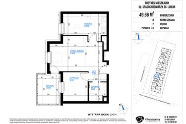 Rzut - Mieszkanie na sprzedaż 2 pokoje o powierzchni 49,66 m² - numer 13 w Vieniava edycja druga