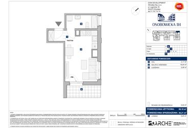 Rzut - Mieszkanie na sprzedaż 1 pokój o powierzchni 26,21 m² - numer B.47 w Osobowicka 114