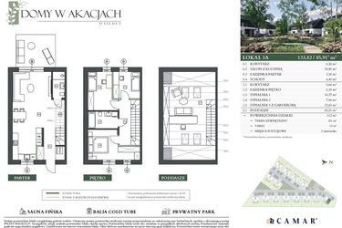 Rzut - Dom na sprzedaż 4 pokoje o powierzchni 133,82 m² - numer 1A w Domy w akacjach