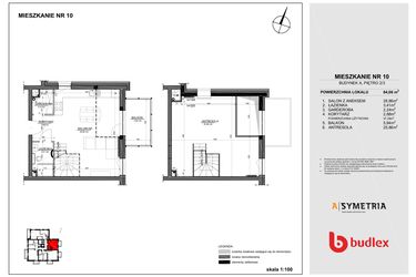 Rzut - Mieszkanie na sprzedaż 2 pokoje o powierzchni 64,06 m² - numer 10 w Apartamenty Vinea