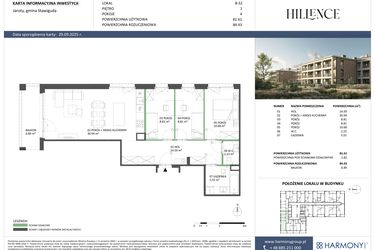Rzut - Mieszkanie na sprzedaż 4 pokoje o powierzchni 81,61 m² - numer B-32 w Hillence etap 2