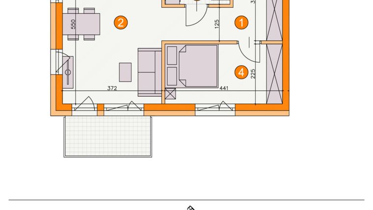 Rzut - Mieszkanie na sprzedaż 2 pokoje o powierzchni 41,78 m² - numer BI/A11 w Osiedle Bocianie Gniazdo 2