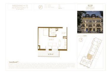 Rzut - Mieszkanie na sprzedaż 2 pokoje o powierzchni 40,2 m² - numer 10 w Centrala