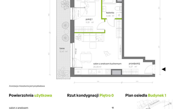 Rzut - Mieszkanie na sprzedaż 2 pokoje o powierzchni 46,54 m² - numer 1.0.M10 w Morska Vita
