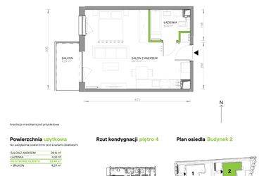 Rzut - Mieszkanie na sprzedaż 1 pokój o powierzchni 32,49 m² - numer III.4/2/43 w Via Flora