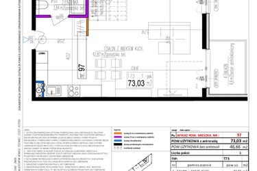 Rzut - Mieszkanie na sprzedaż 1 pokój o powierzchni 74,2 m² - numer 97 w Strumykowa