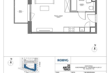 Rzut - Mieszkanie na sprzedaż 1 pokój o powierzchni 28,22 m² - numer LH/LHA/D/6/3 w Lira House