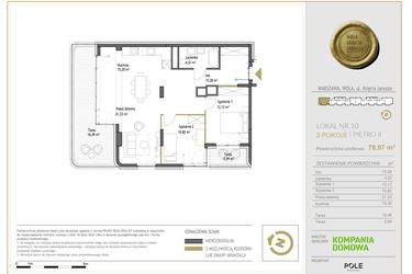 Rzut - Mieszkanie na sprzedaż 3 pokoje o powierzchni 78,97 m² - numer WKJ-LM-10 w Wola Księcia Janusza