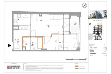 Rzut - Mieszkanie na sprzedaż 2 pokoje o powierzchni 46,19 m² - numer A1/5 w 5th Avenue Apartments