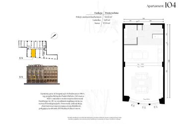 Rzut - Mieszkanie na sprzedaż 1 pokój o powierzchni 57,7 m² - numer G1/4 – 104 w Krupnicza 6/8