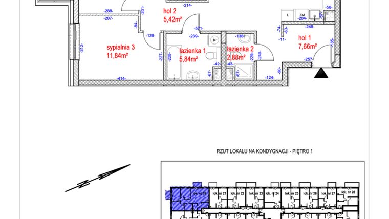 Rzut - Mieszkanie na sprzedaż 4 pokoje o powierzchni 86,68 m² - numer I.20 w Osiedle Natura Life budynki GHI