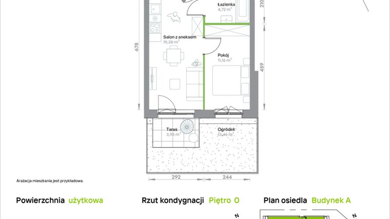 Rzut - Mieszkanie na sprzedaż 2 pokoje o powierzchni 35,26 m² - numer A/0/58 w Krakowska Vita
