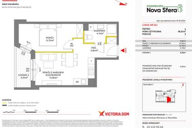 Rzut - Mieszkanie na sprzedaż 2 pokoje o powierzchni 38,23 m² - numer 261 w Miasteczko Nova Sfera 3