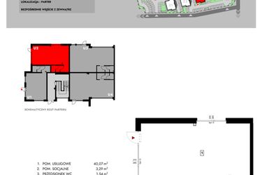 Rzut - Lokal użytkowy na sprzedaż 1 pokój o powierzchni 46,44 m² - numer Z5_U2 w Osiedle Malarska etap IV