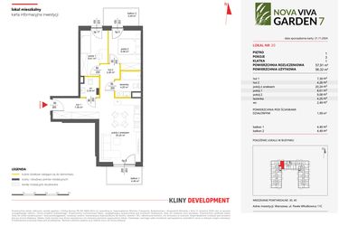Rzut - Mieszkanie na sprzedaż 3 pokoje o powierzchni 57,91 m² - numer 20 w Nova Viva Garden 7